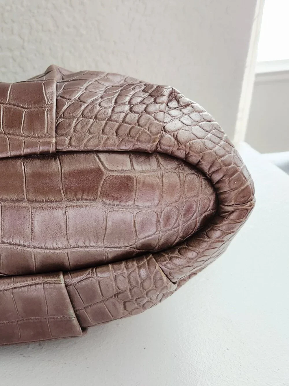 Coach Euc Madison Sophia Croc Brown Leather Shoulder Bag Purse